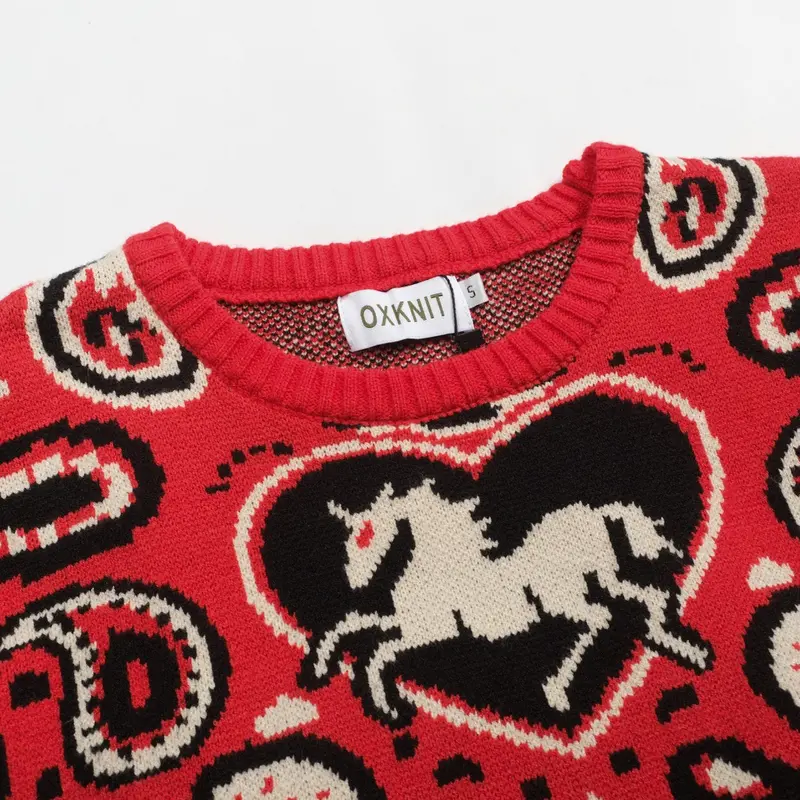 Men's Red Vintage Animal Paisley Sweater 4