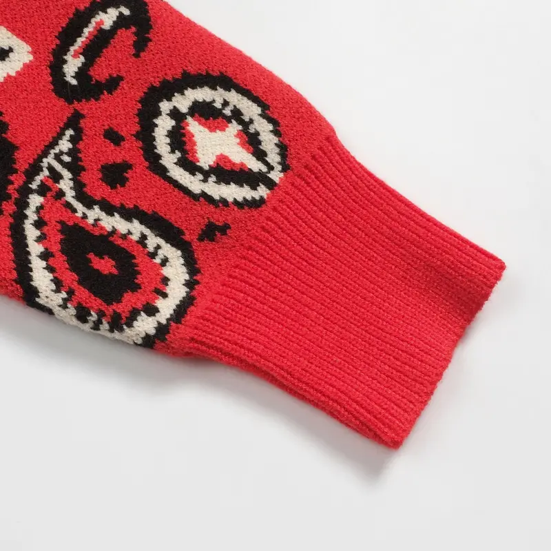 Men's Red Vintage Animal Paisley Sweater 5