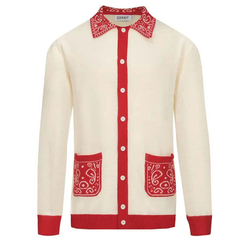 Men's Red Vintage Classic Pocket Knit Cardigan 1