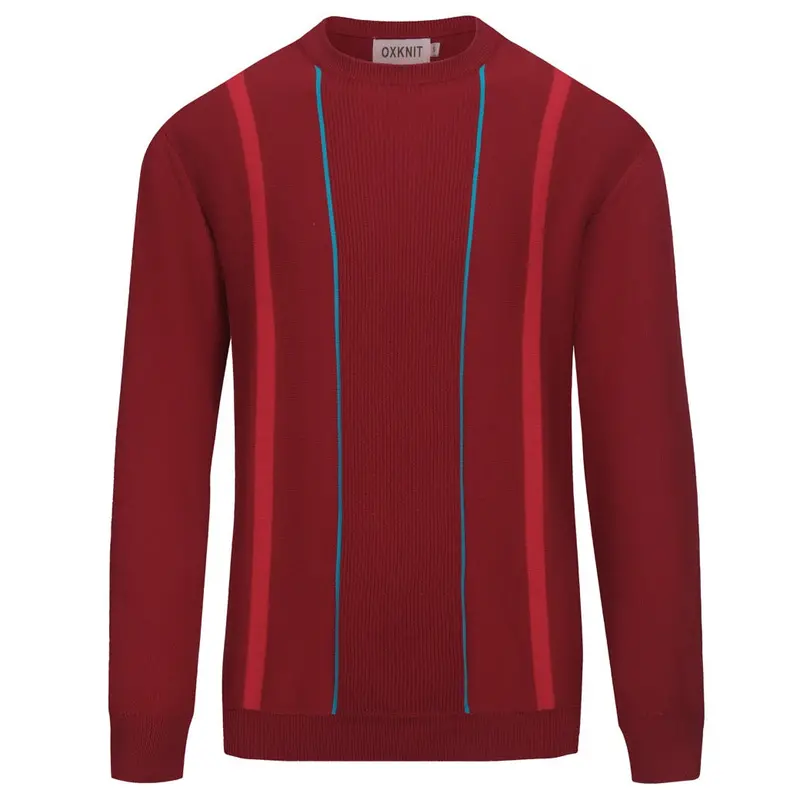 Men's Red Vintage Striped Artistic Fashion Street Jacquard Knitwear 1