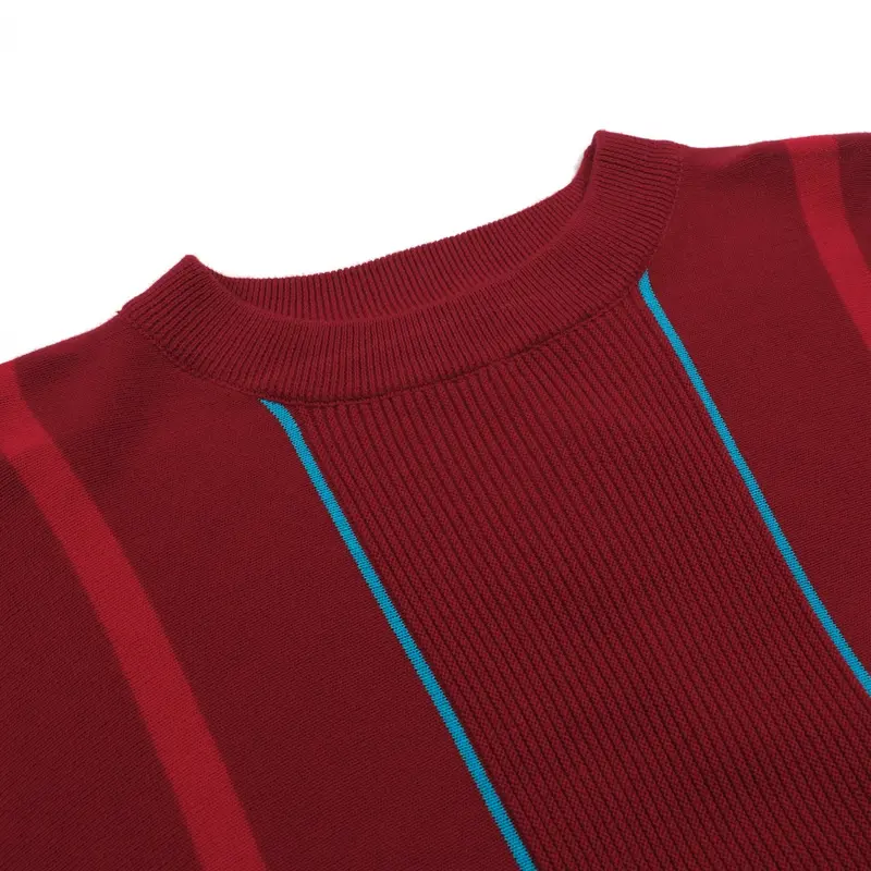 Men's Red Vintage Striped Artistic Fashion Street Jacquard Knitwear 4