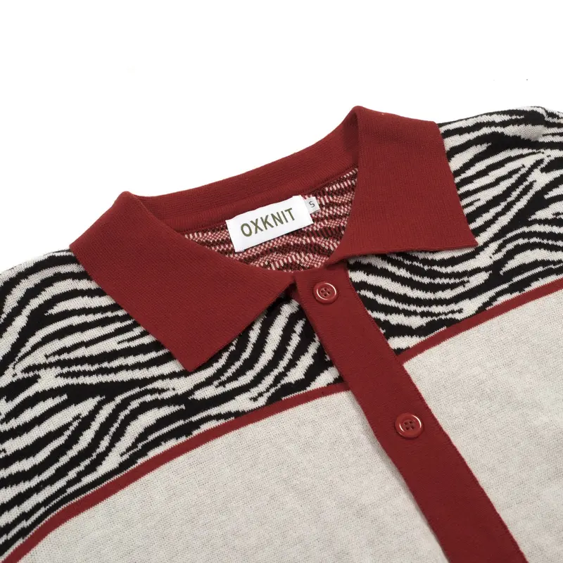 Men's Red Zebra-Patterned Knitted Cardigan 3