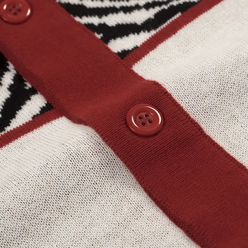 Men's Red Zebra-Patterned Knitted Cardigan 5