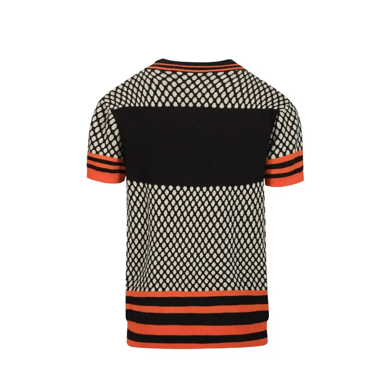 Men's Retro Jacquard Knitted V-Neck T-Shirt 3