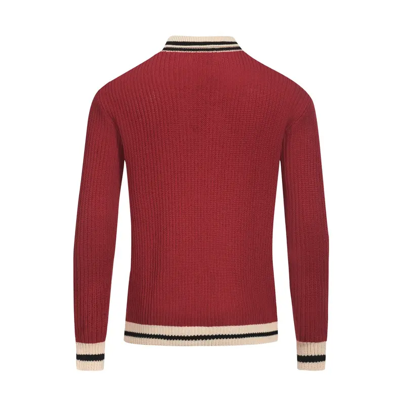 Men's Retro Red Casual V-Neck Vintage Knitwear 3