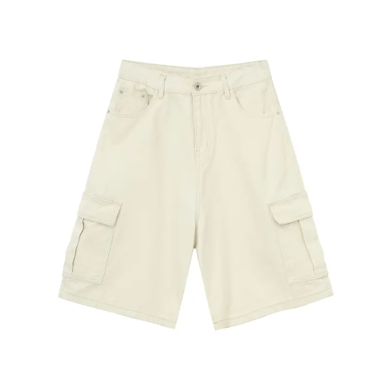 Men's Summer Straight-Leg Wide Denim Cargo Shorts 1