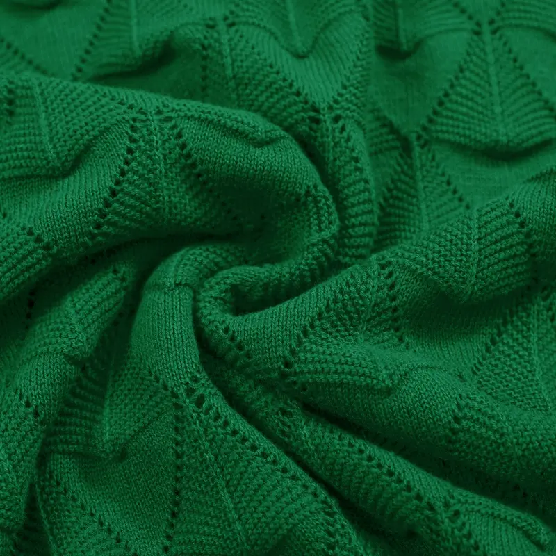 Men’S Vintage 1970S Knit Cardigan Shirt – Retro Emerald Green Openwork Short Sleeve 2