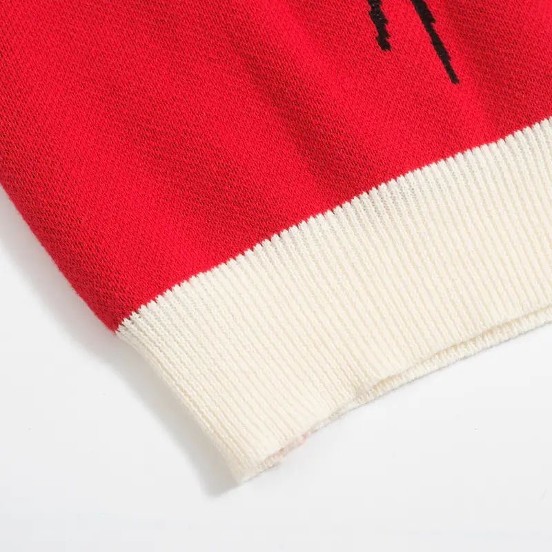 Men's Vintage Red Knit Shirt – Retro Tiger Graphic Button-Up Polo 6
