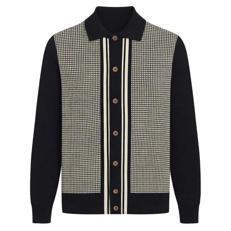 Men's Vintage Style Retro Street Jacquard Knitted Cardigan 1