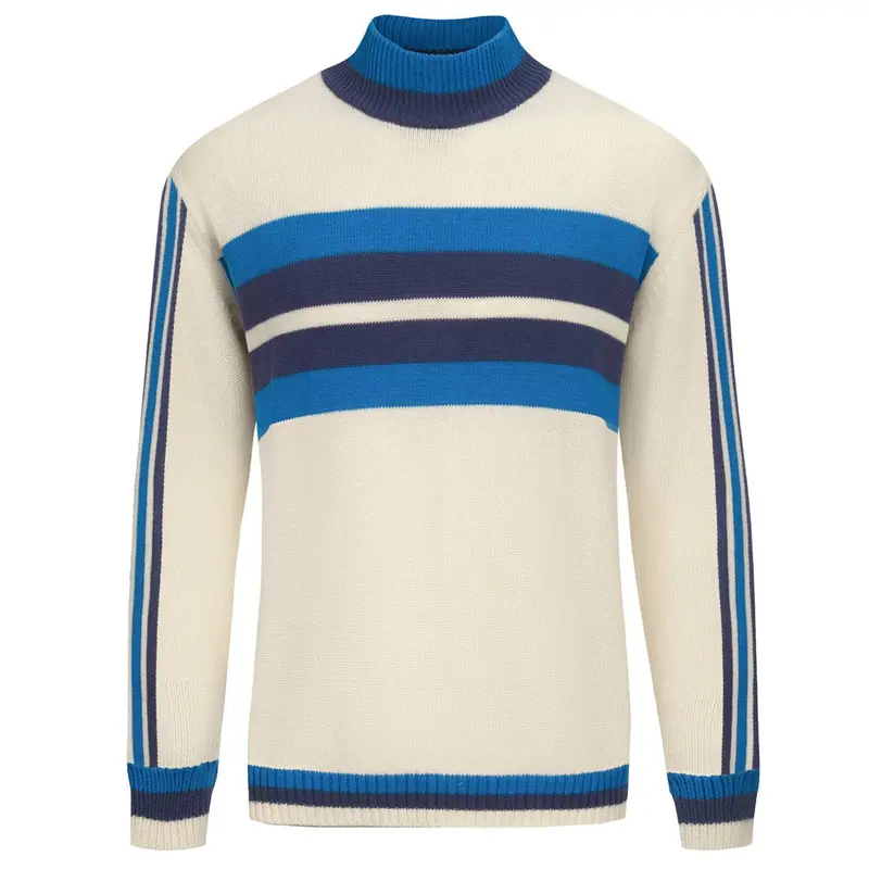 Men's White Fashionable Artistic Striped Knitwear 1