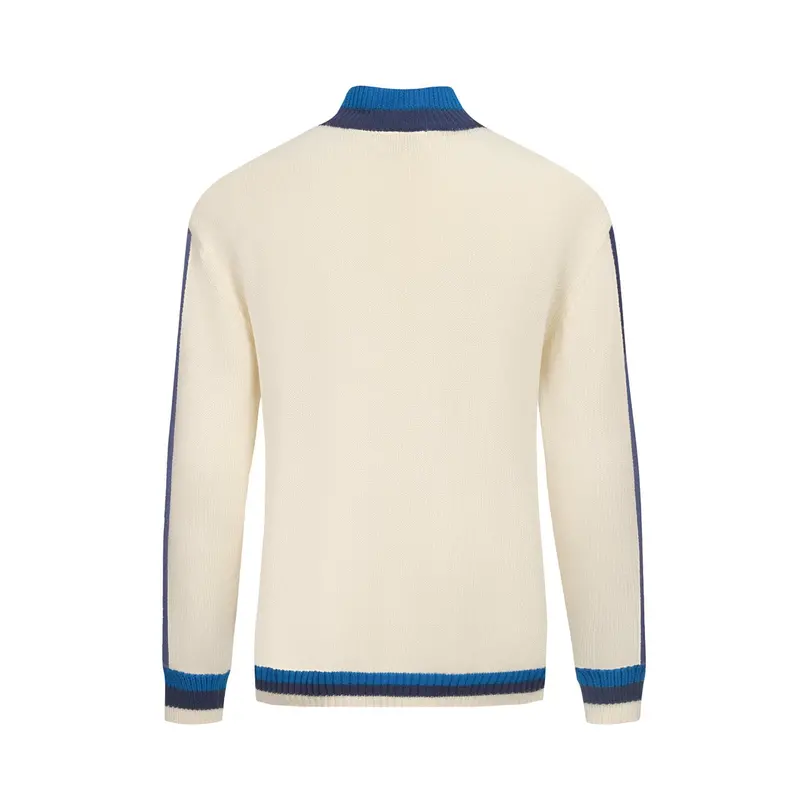 Men's White Fashionable Artistic Striped Knitwear 3