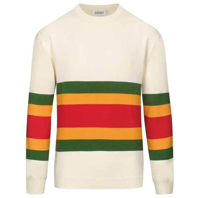 Men's White Vintage Aesthetic Striped Casual Knitwear 1