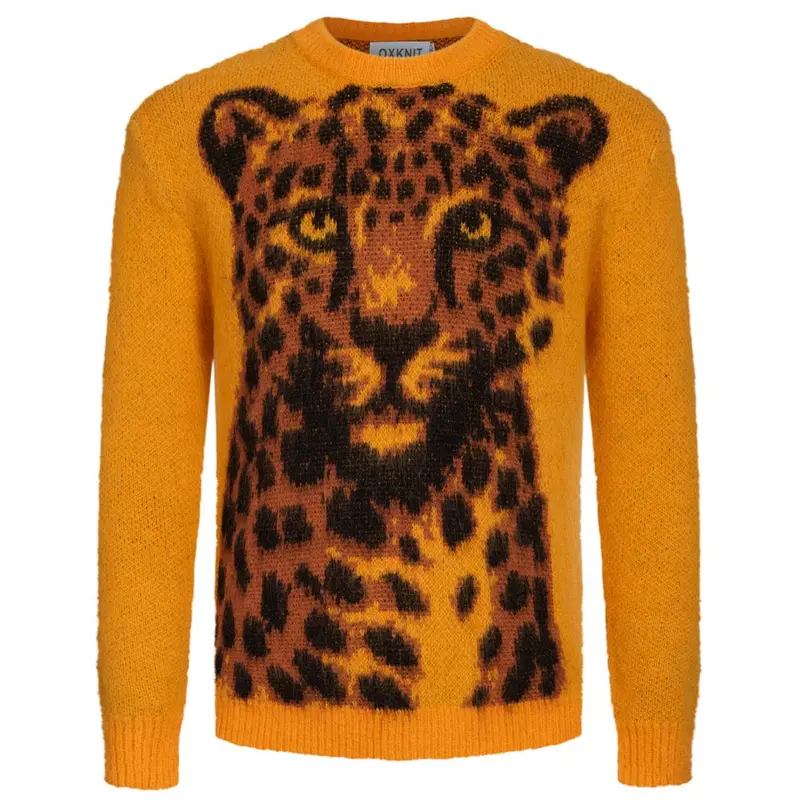 Men's Yellow Cheetah Knitted Sweater 1