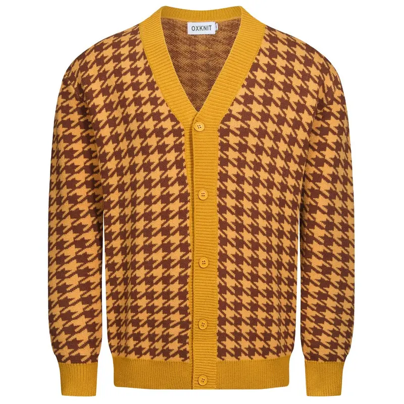 Men's Yellow Primrose Jacquard Sweater Jacket 1