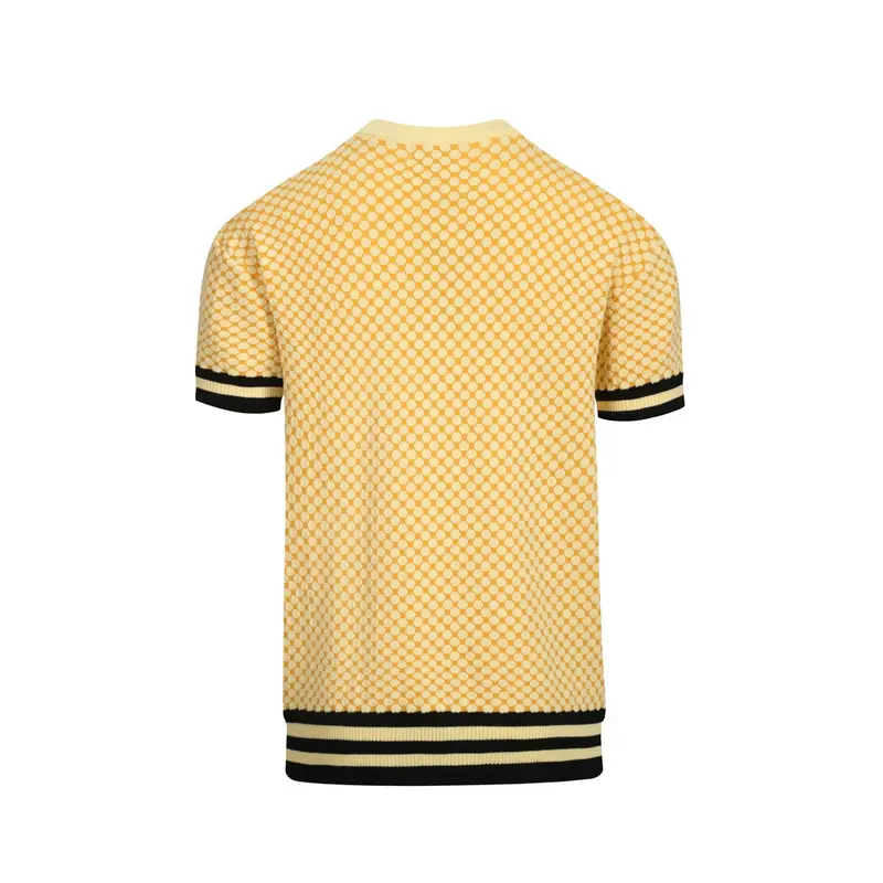 Men's Yellow Vintage Jacquard Embroidered Knitted T-Shirt 3