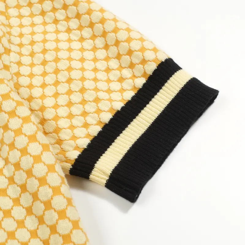 Men's Yellow Vintage Jacquard Embroidered Knitted T-Shirt 5