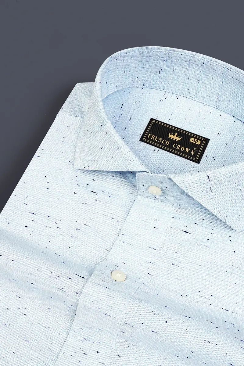 Mercury Blue And Downriver Blue Twill Textured Premium Cotton Shirt 1