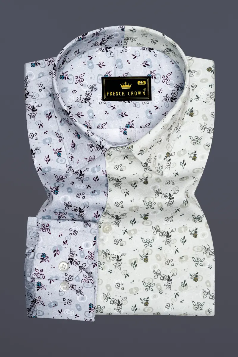 Mercury Cream And White Ditsy Printed Super Soft Premium Cotton Designer Shirt 2