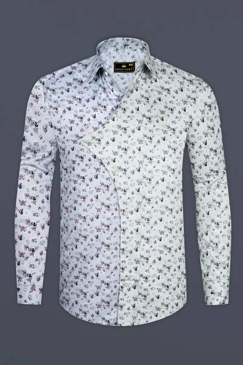 Mercury Cream And White Ditsy Printed Super Soft Premium Cotton Designer Shirt 6