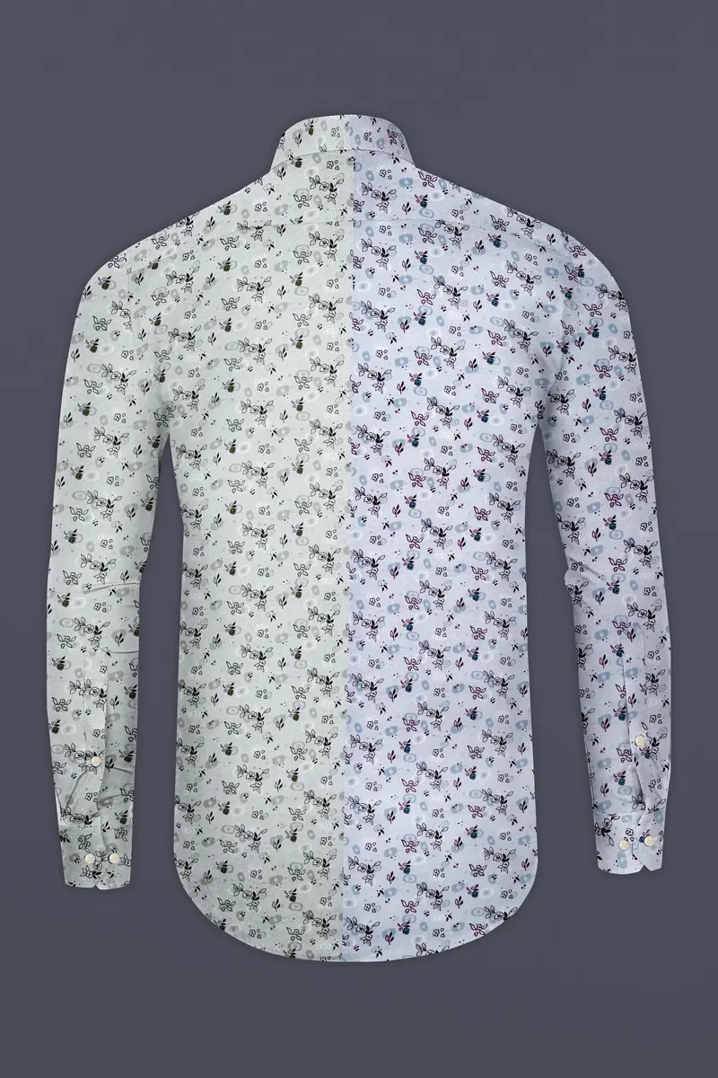Mercury Cream And White Ditsy Printed Super Soft Premium Cotton Designer Shirt 7