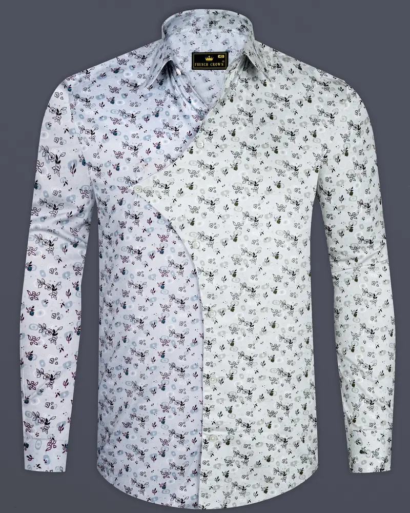 Mercury Cream And White Ditsy Printed Super Soft Premium Cotton Designer Shirt 8