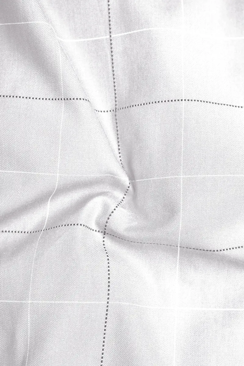 Mercury Gray Plaid Dobby Textured Premium Giza Cotton Shirt 2