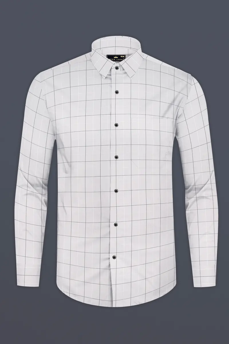 Mercury Gray Plaid Dobby Textured Premium Giza Cotton Shirt 4