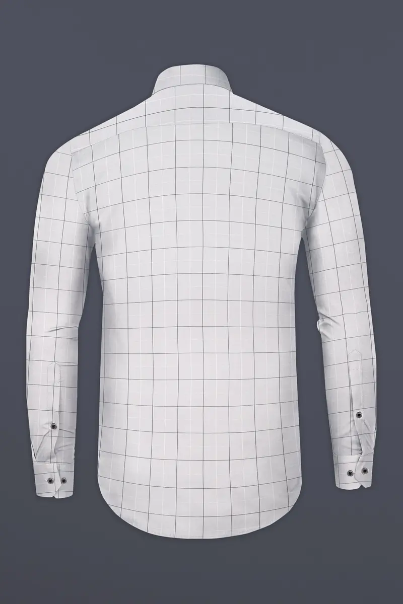Mercury Gray Plaid Dobby Textured Premium Giza Cotton Shirt 5