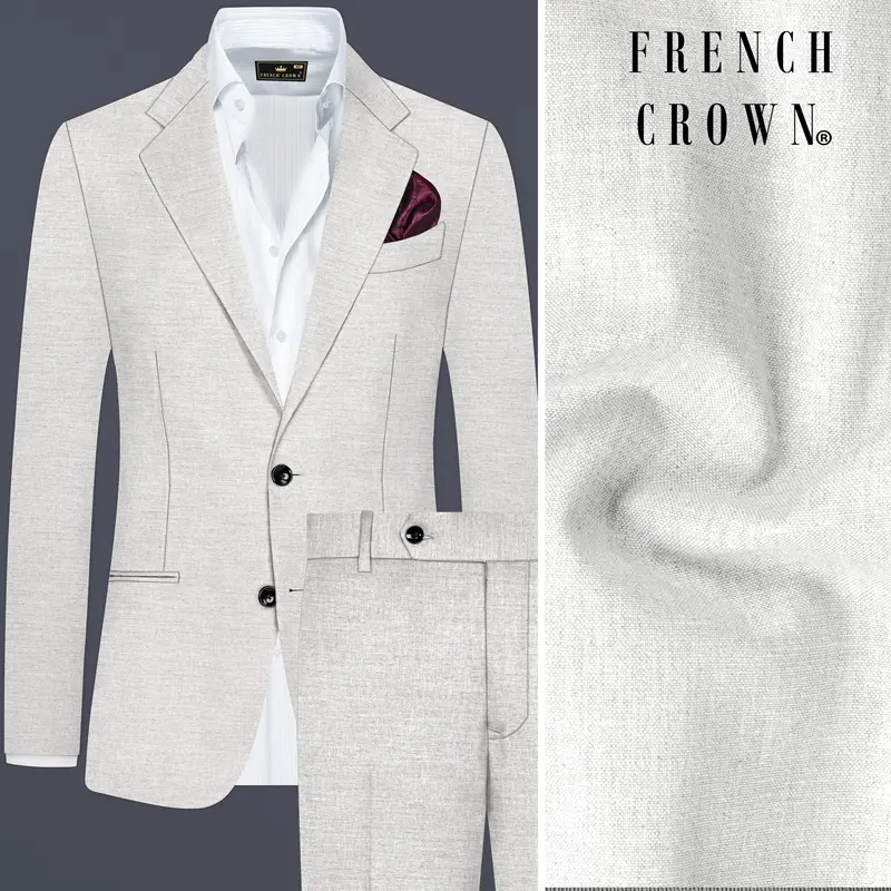 Mercury Gray Solid Wool Blend Single Breasted Suit 1