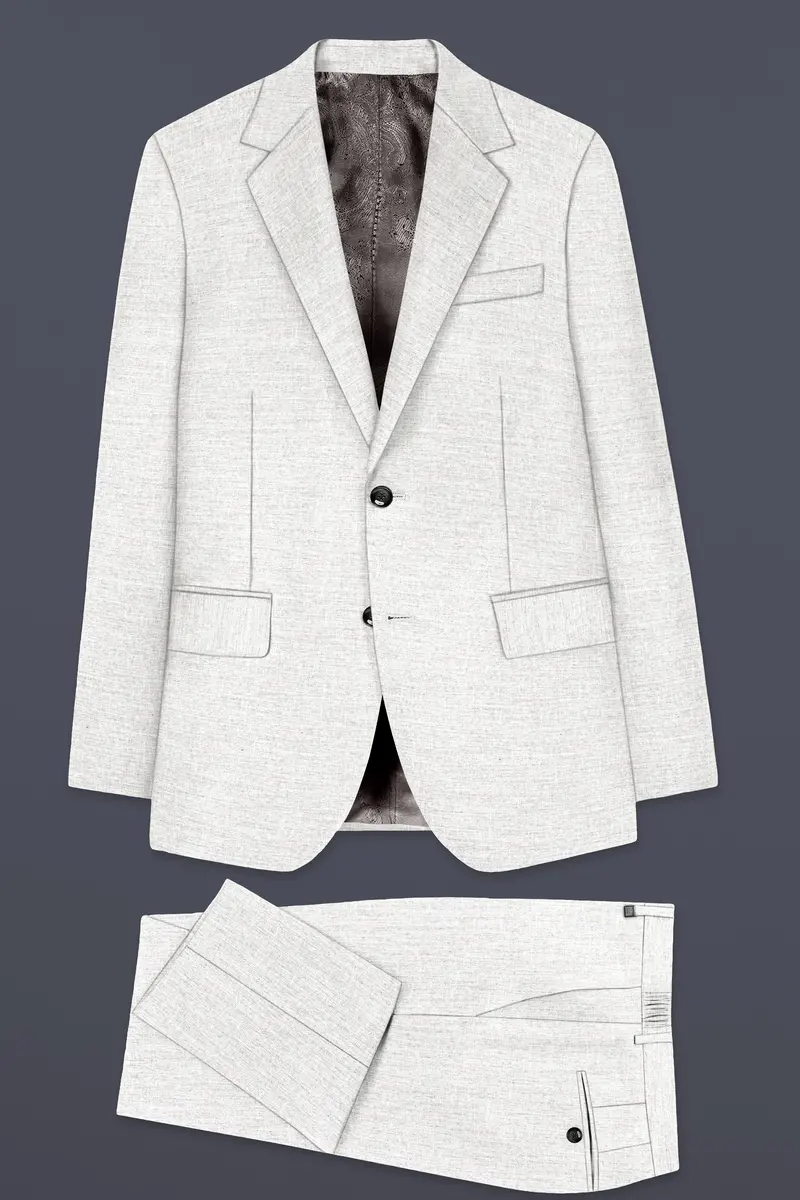 Mercury Gray Solid Wool Blend Single Breasted Suit 11