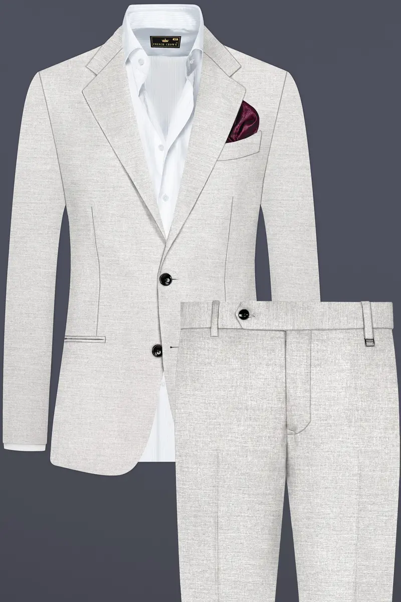 Mercury Gray Solid Wool Blend Single Breasted Suit 2