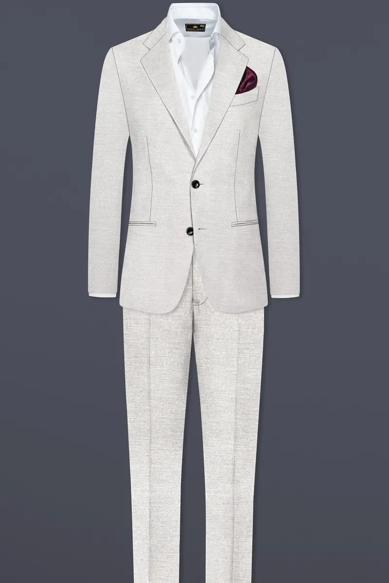 Mercury Gray Solid Wool Blend Single Breasted Suit 4