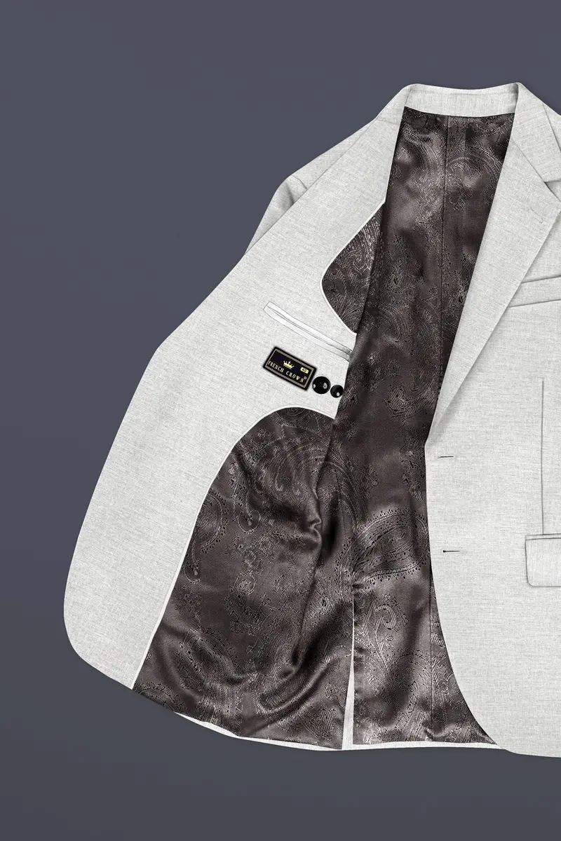 Mercury Gray Solid Wool Blend Single Breasted Suit 6