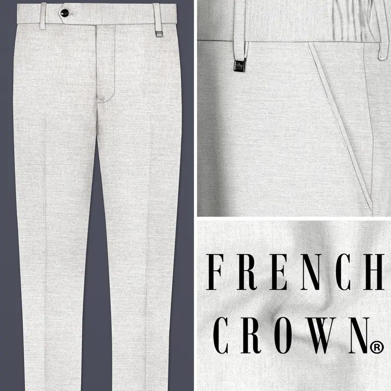Mercury Gray Solid Wool Blend Stretchable Waistband Pant 1