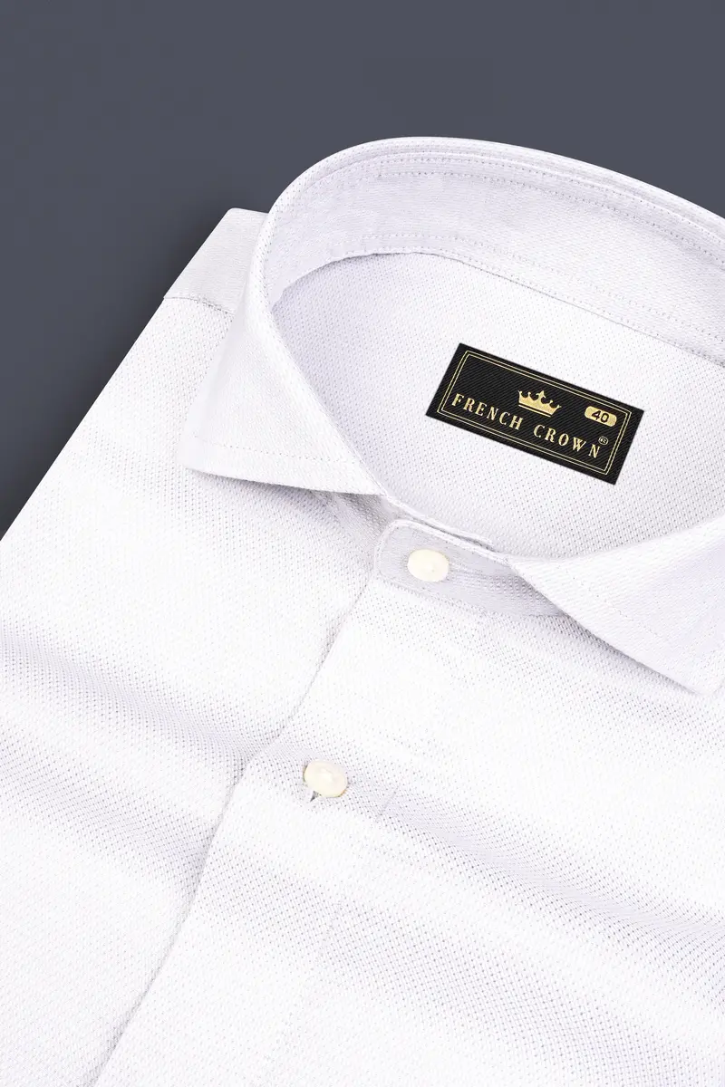 Mercury Grey Dobby Textured Premium Cotton Shirt 1