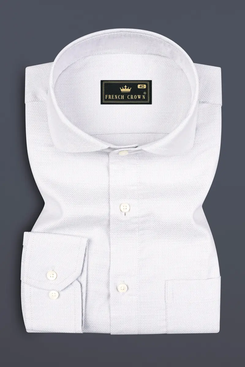 Mercury Grey Dobby Textured Premium Cotton Shirt 3