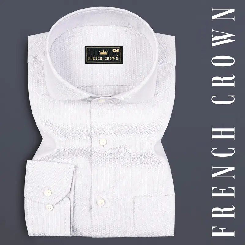 Mercury Grey Dobby Textured Premium Cotton Shirt 7