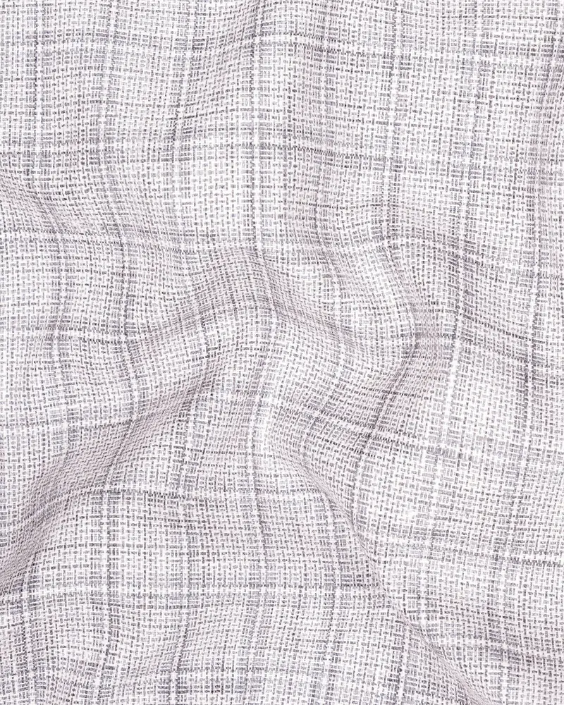 Mercury Grey Plaid Double Breasted Premium Cotton Blazer 3
