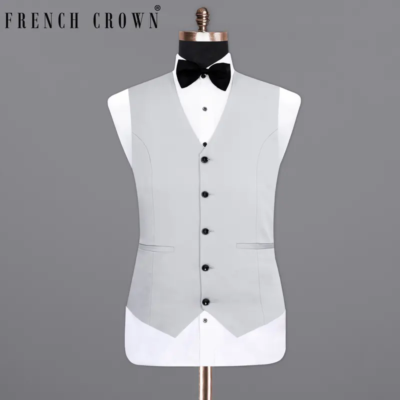 Mercury Grey Wool Rich Waistcoat 1