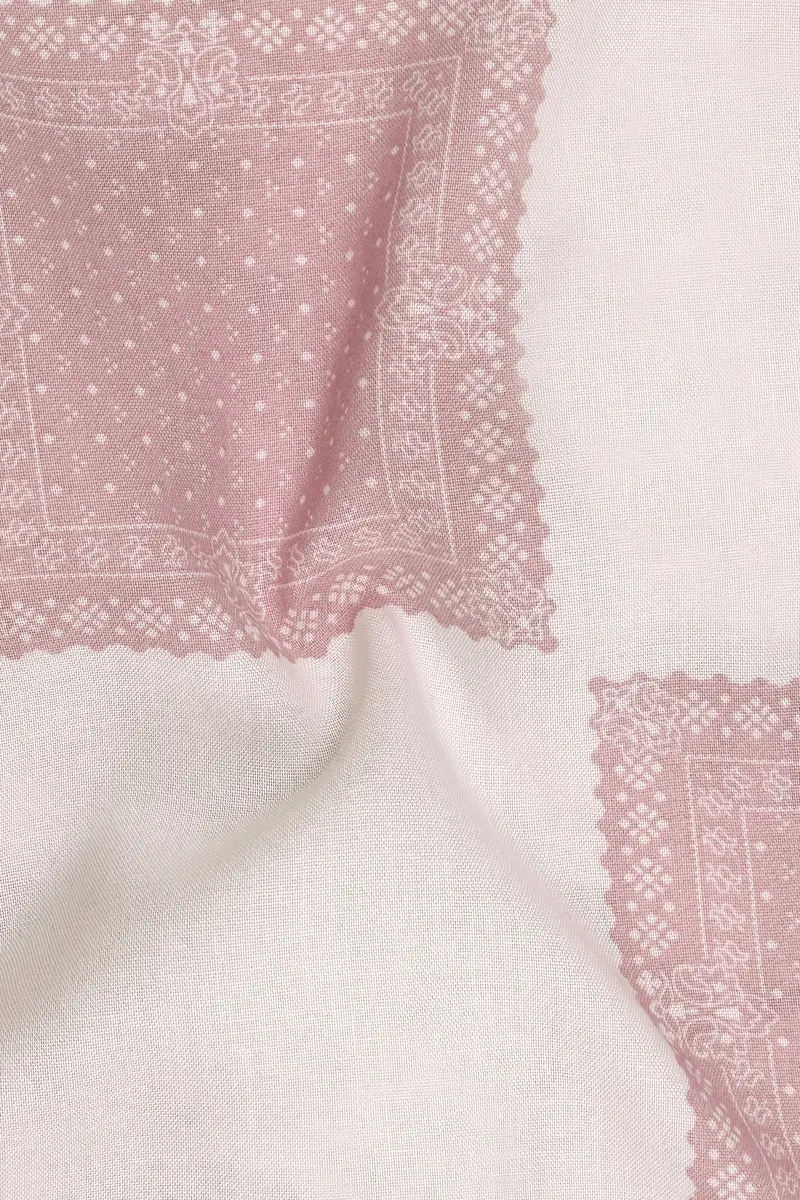 Mercury Off White With Blossom Pink Printed Premium Tencel Shirt 3