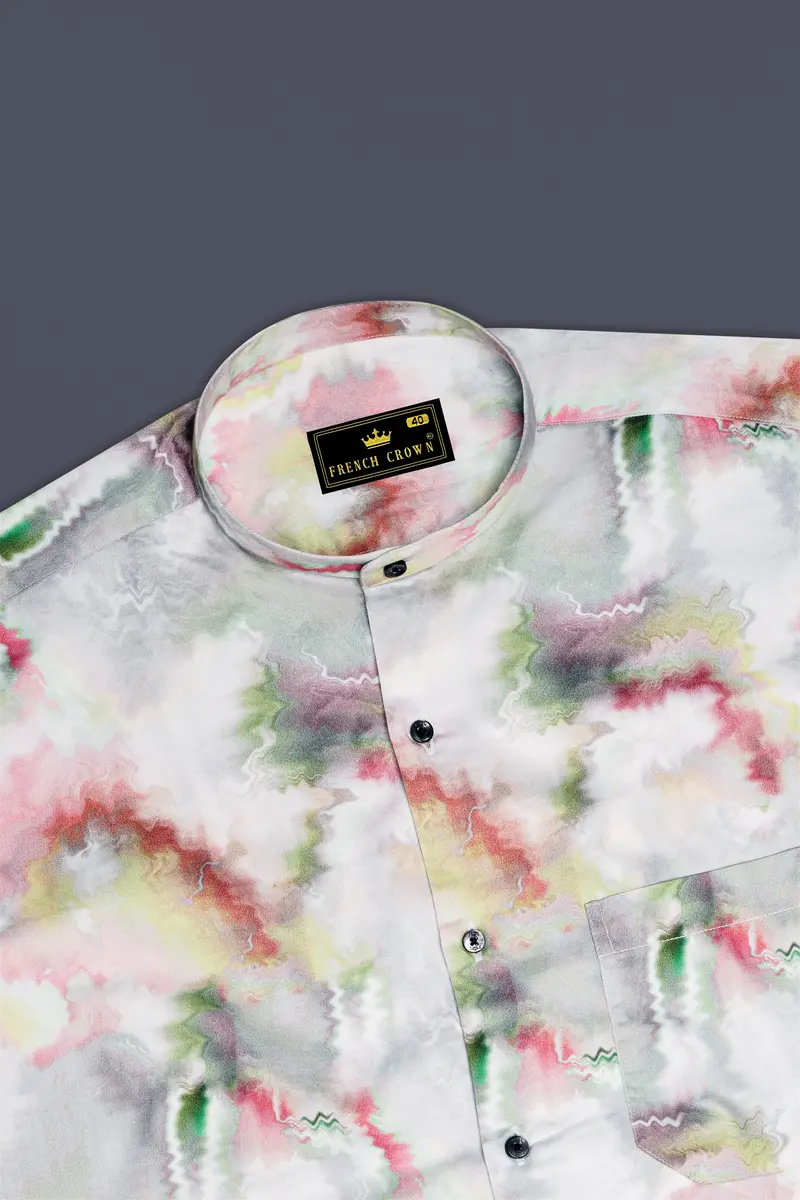 Mercury Off White With Nutmeg Red Marble Printed Super Soft Premium Cotton Shirt 5