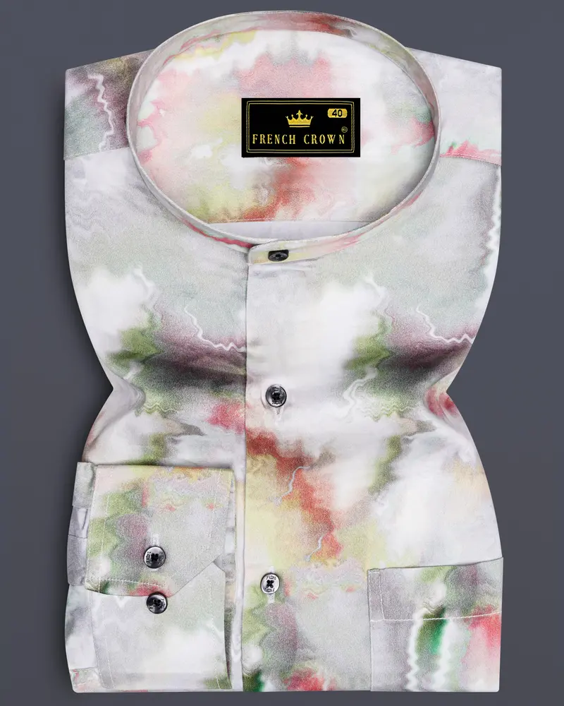 Mercury Off White With Nutmeg Red Marble Printed Super Soft Premium Cotton Shirt 6
