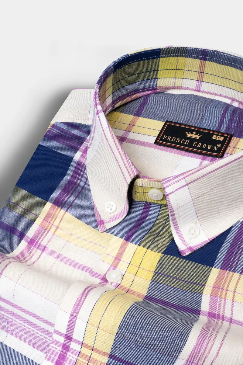 Mercury Pink Multicolor Plaid Twill Cotton Shirt 1