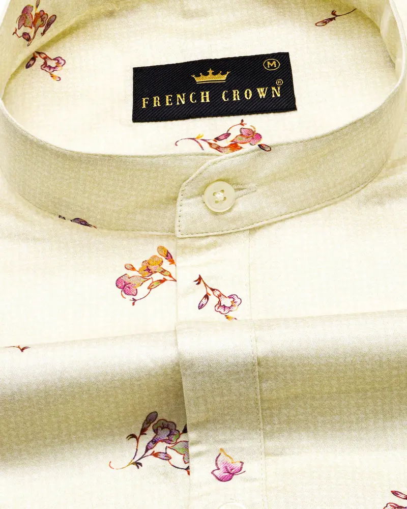 Merino Beige Printed Super Soft Premium Cotton Women’S Shirt 6