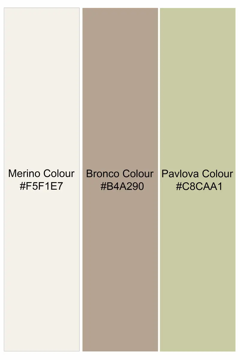 Merino Beige With Bronco Brown And Pavlova Green Printed Super Soft Premium Cotton Shirt 5