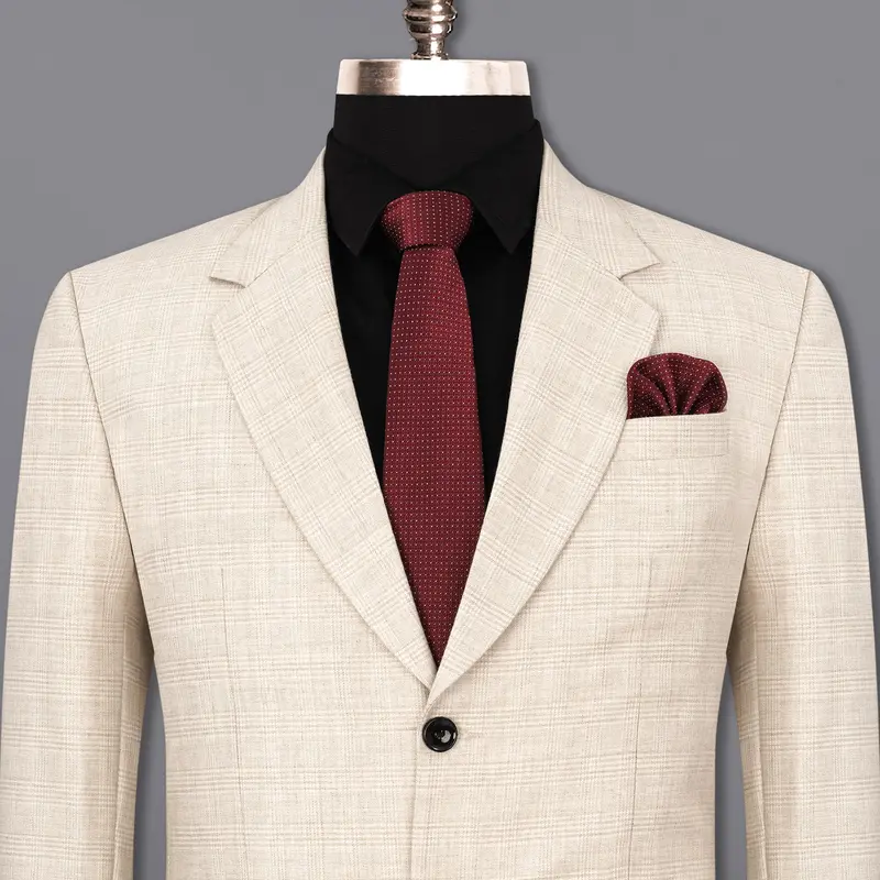 Merino Brown Plaid Blazer 1