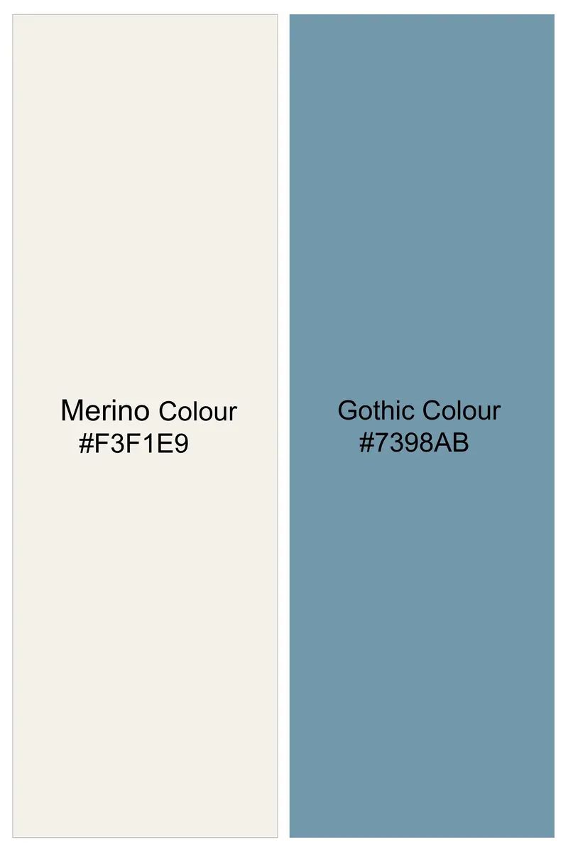 Merino Cream And Gothic Blue Sequin Designer Thread Embroidered Nehru Jacket 6