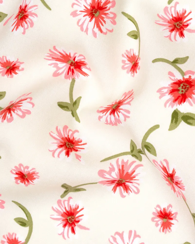 Merino Cream Floral Printed Premium Cotton Shorts 3