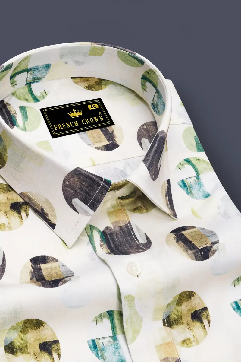 Merino Cream Multicolour Printed Super Soft Premium Cotton Shirt 2