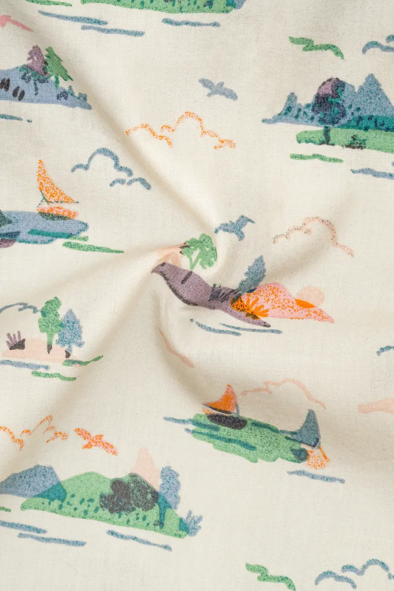 Merino Cream Printed Premium Cotton Designer Shirt 3